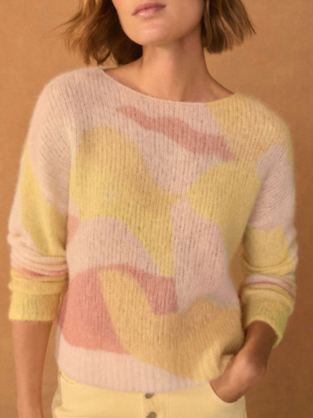 NWT WRAP London Baby Alpaca Merino Wool Sweater Pastel Sunset Size 12 US Boho